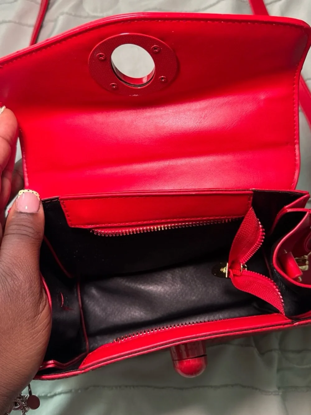 Red Structured Crossbody Bag with Top Handle